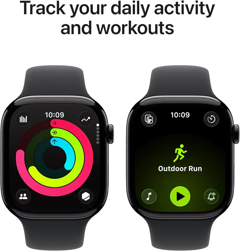 Apple Watch Series 11 [GPS 46mm] Smartwatch with Jet Black Aluminum Case with Black Sport Band