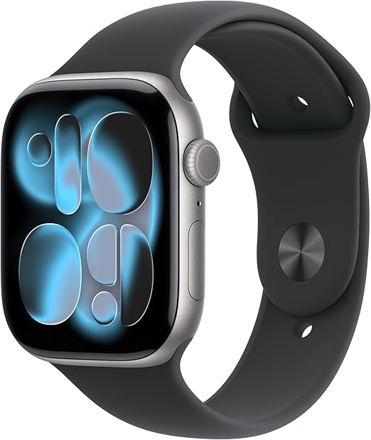 Apple Watch Series 11 [GPS 46mm] Smartwatch with Jet Black Aluminum Case with Black Sport Band